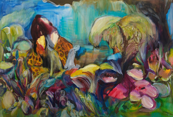 Twin fungi and transforming willow 150x220cm oil on canvas 2011